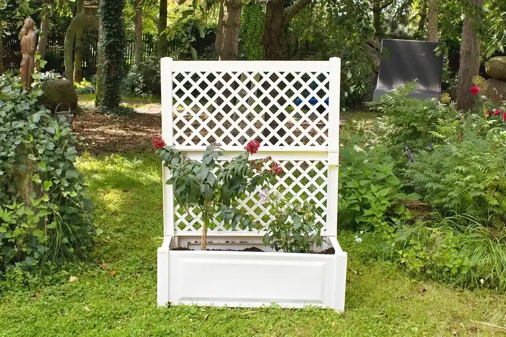 Markenprodukt Pflanzkasten 100 cm + Spalier, weiß